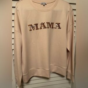 White Birch Cream Sweatshirt with Sequin 'MAMA'